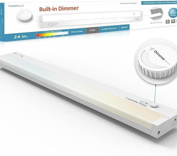 Under Cabinet Lighting Plug in or Hardwired Built-in Dimmer, 24 Inch 12W, 5CCT 2700/3000/3500/4000/5000K