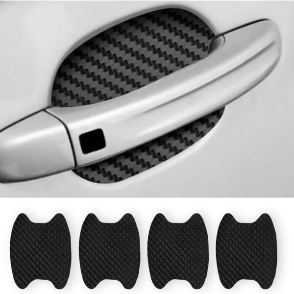 Blilo 4PCS Carbon Fiber Car Door Cup Protector Films, Black | non-marking protective layer