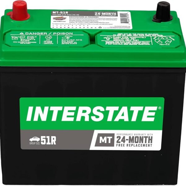 Interstate Batteries Group 51R Car Battery Replacement (MT-51R) 12V, 500 CCA