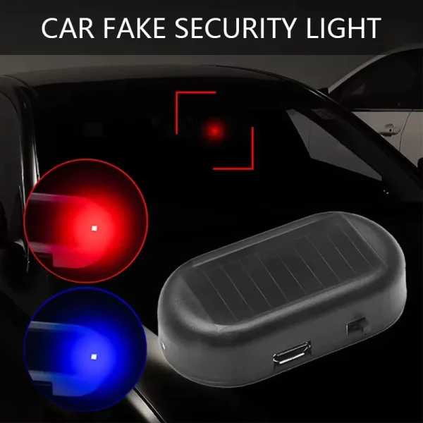1/2Pcs Car Fake Security Light Solar Powered Simulated Dummy Alarm Wireless